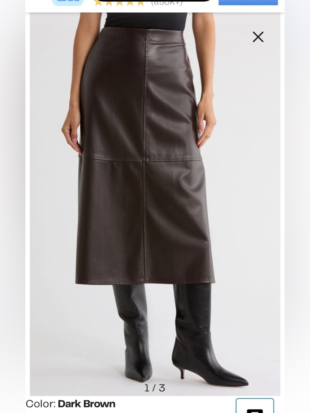 Max Studio Brown Faux Leather Midi Pencil Skirt